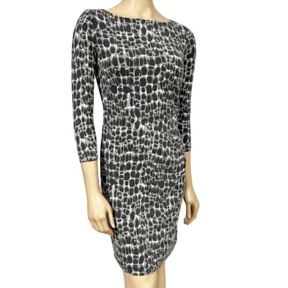 Ann Taylor Women's Size 14 Sheath Dress 3/4 Sleeve Animal Print Boat Neck